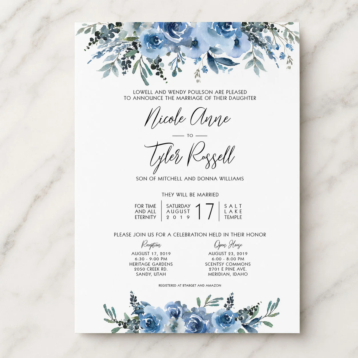 Custom LDS wedding invitation design 3