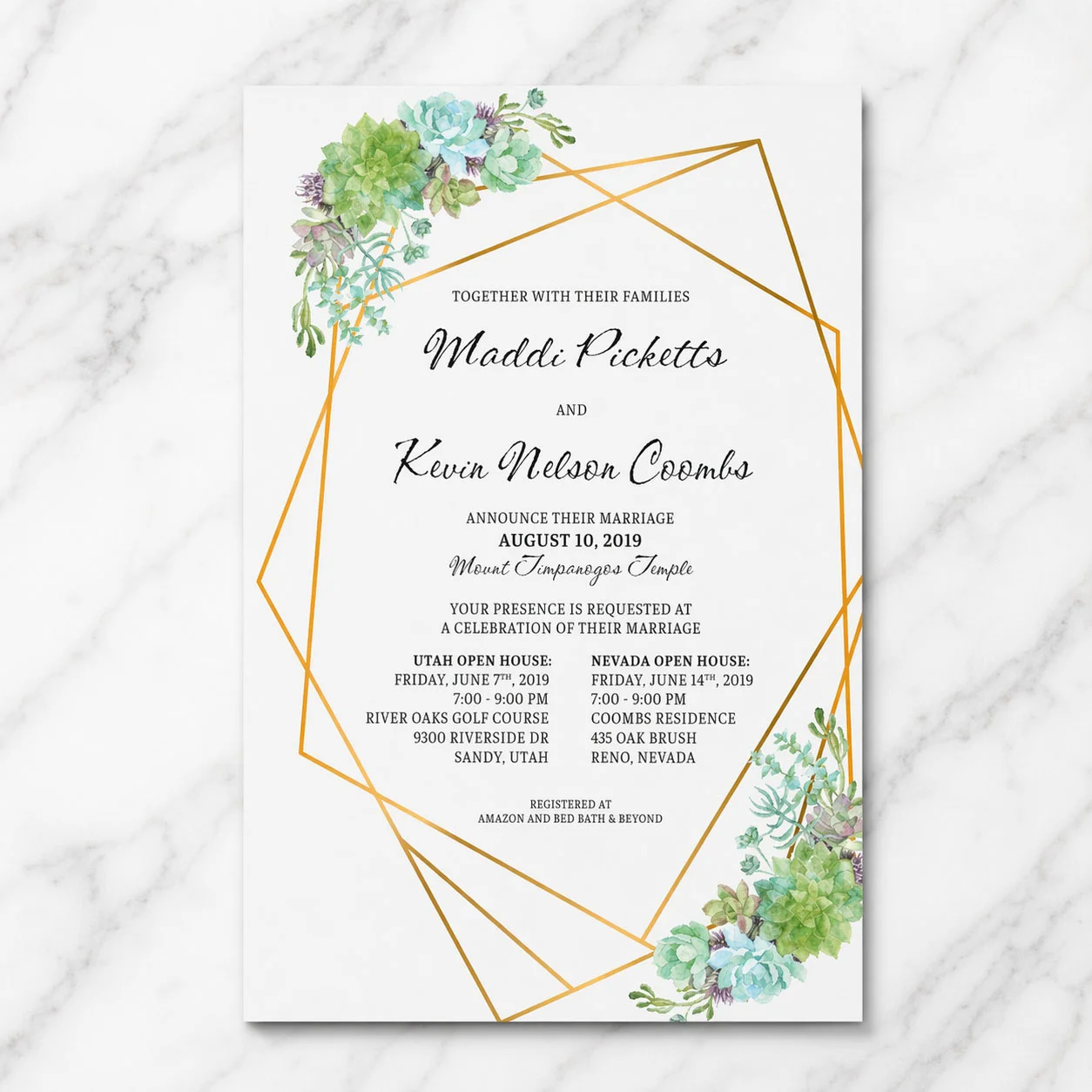 Custom LDS wedding invitation design 6