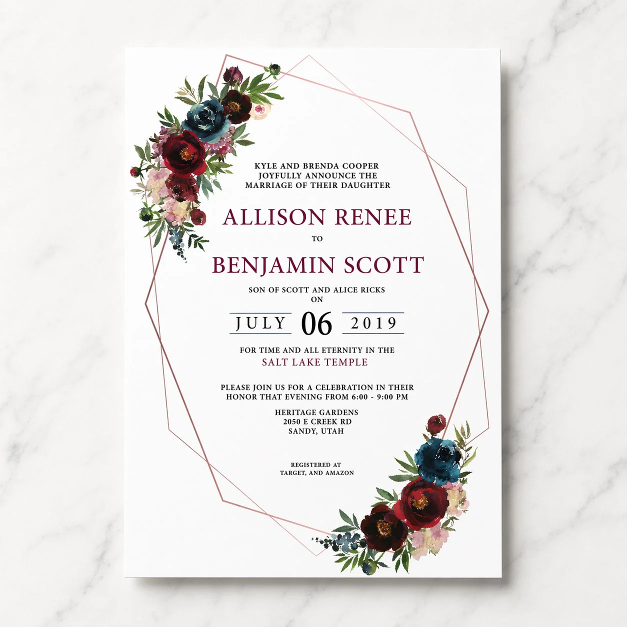 Custom LDS wedding invitation design 15